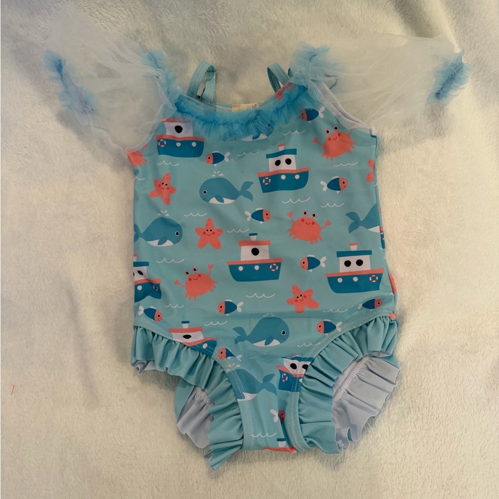 Blue Nautical Baby Swimsuit